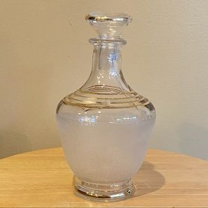 Decanter frosted glass gold trimming 7” tall.